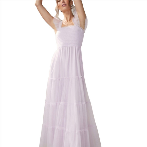 Lavender Tulle Maxi Dress Size L | Wedding Guest • Romantic • Audrey Park - Picture 2 of 8